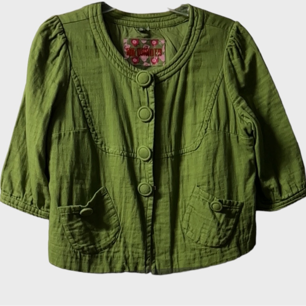 BB Dakota Spring Green 1/2 Sleeve Button Front Jacket